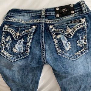 Vintage gently worn Miss Me skinny jeans! Embroidery and diamonds! Silver studs!